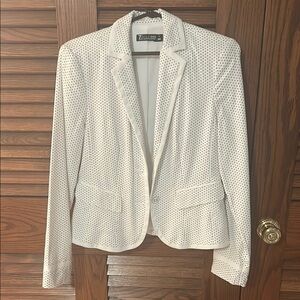 New York and co White and Black Polka Dot Women's Blazer